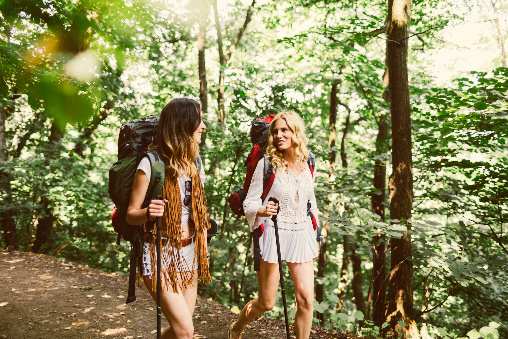 Women hiking in nature